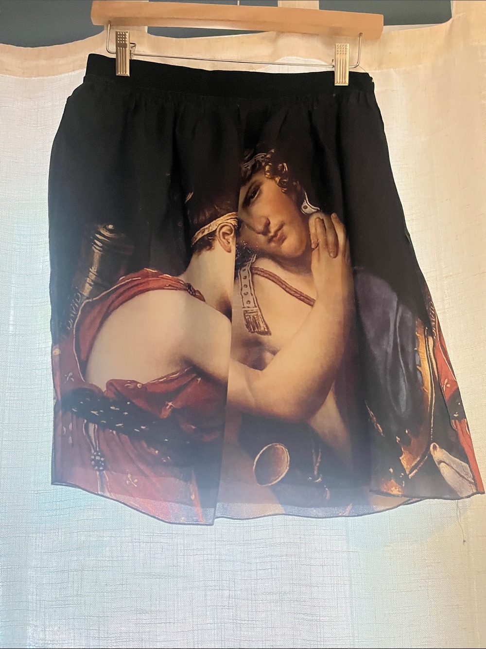 D&G Black Mini Skirt with Classical Painting Motif